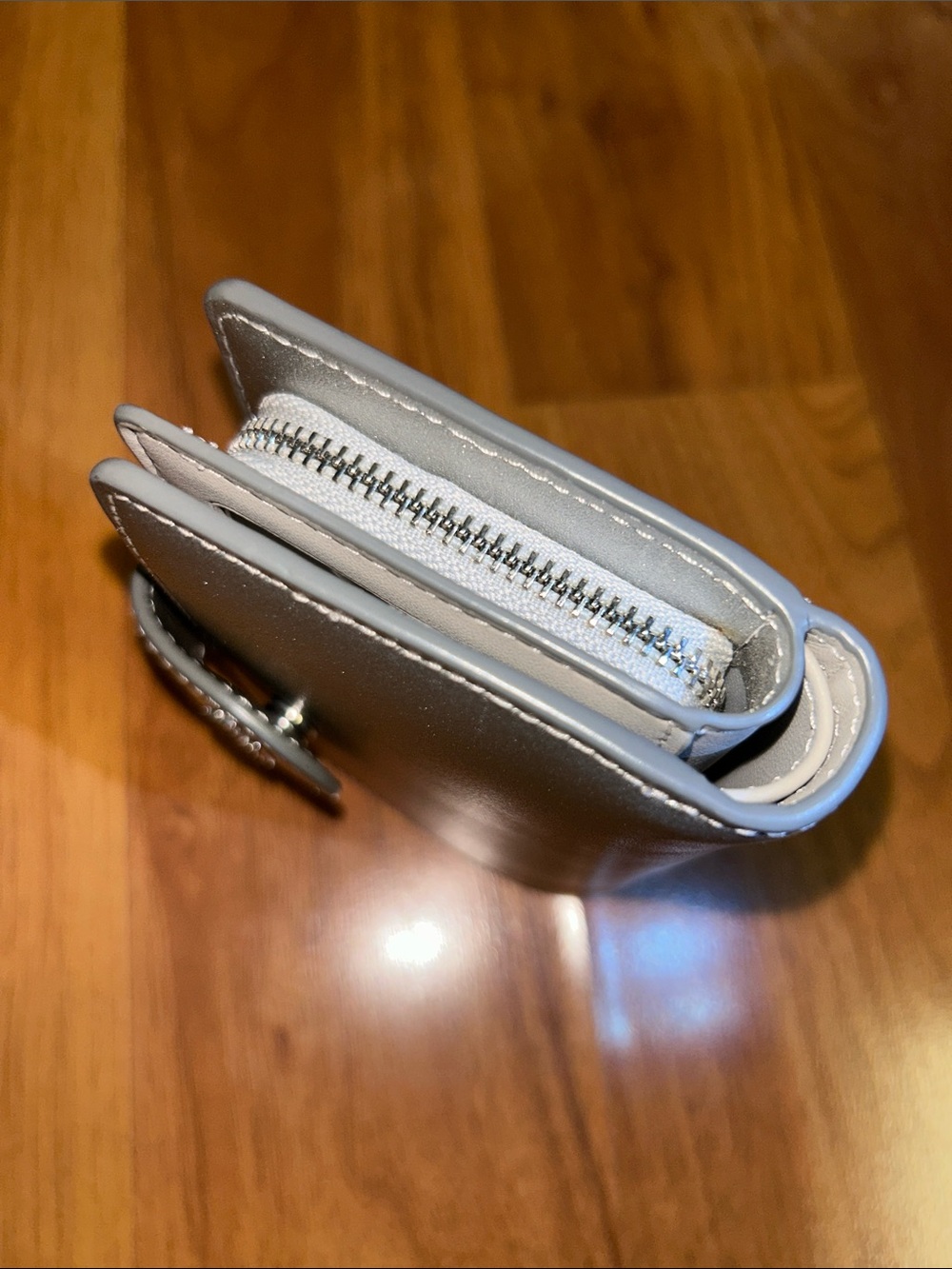 Coach Silver Metallic Medium Corner Zip Wallet - Picture 5 of 12